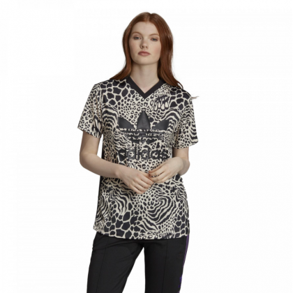 adidas Women's AOP T-Shirt- تيشيرت اديداس اول اوفر برينت للنساء لون بني واسود