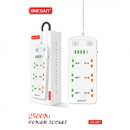 وصلة كهرباء 2.1 امبير (6 مخارج كهرباء+4 يو بي سي+1 تايب سي) من اونسيم لون ابيض