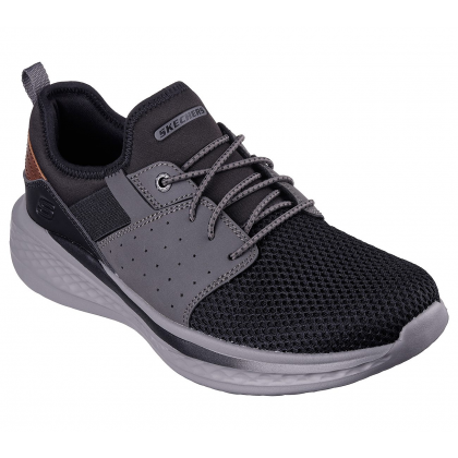 Skechers Men's Relaxed Fit: Slade - Raymar Shoes - حذاء سكيتشرز ريلاكس فيت: سلاد رايمار للرجال لون أسود ونعل رمادي