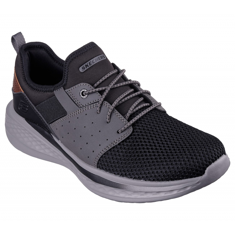 Skechers Men's Relaxed Fit: Slade - Raymar Shoes - حذاء سكيتشرز ريلاكس فيت: سلاد رايمار للرجال لون أسود ونعل رمادي
