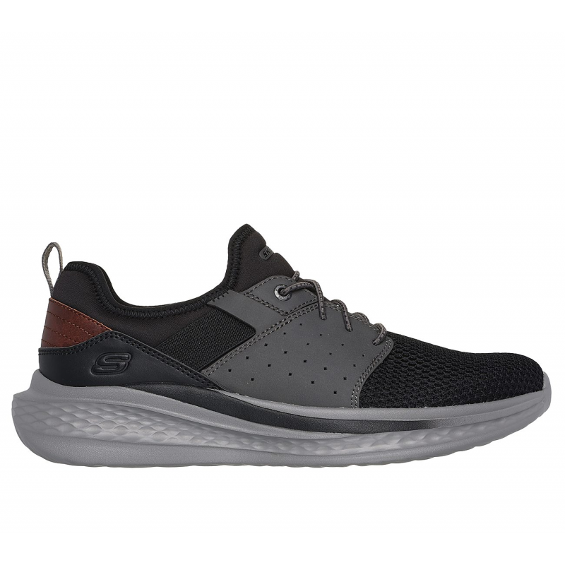 Skechers Men's Relaxed Fit: Slade - Raymar Shoes - حذاء سكيتشرز ريلاكس فيت: سلاد رايمار للرجال لون أسود ونعل رمادي