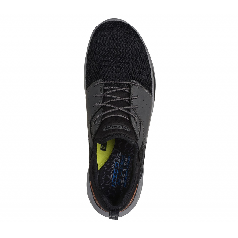 Skechers Men's Relaxed Fit: Slade - Raymar Shoes - حذاء سكيتشرز ريلاكس فيت: سلاد رايمار للرجال لون أسود ونعل رمادي