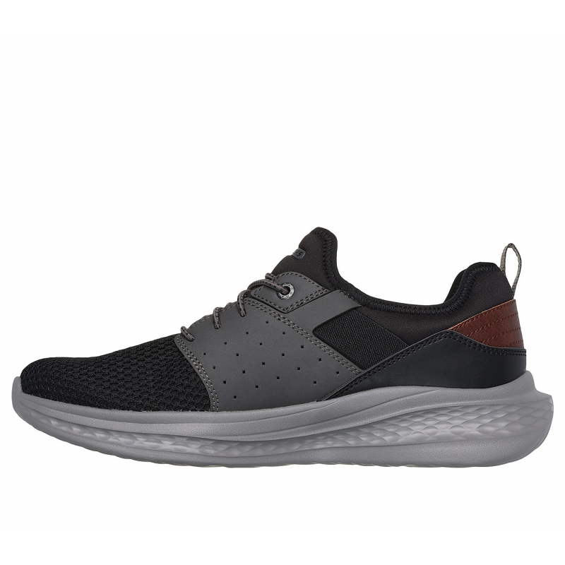 Skechers Men's Relaxed Fit: Slade - Raymar Shoes - حذاء سكيتشرز ريلاكس فيت: سلاد رايمار للرجال لون أسود ونعل رمادي