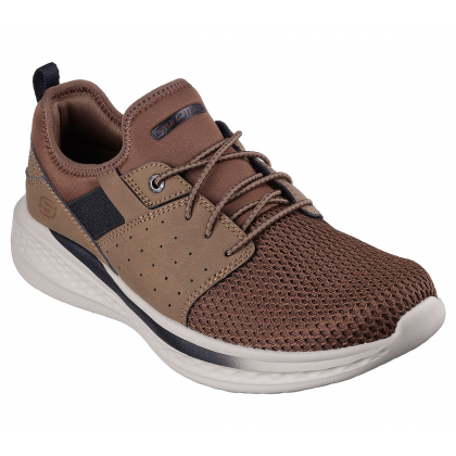 Skechers Men's Relaxed Fit: Slade - Raymar Shoes - حذاء سكيتشرز ريلاكس فيت: سلاد رايمار للرجال لون بني ونعل بيج