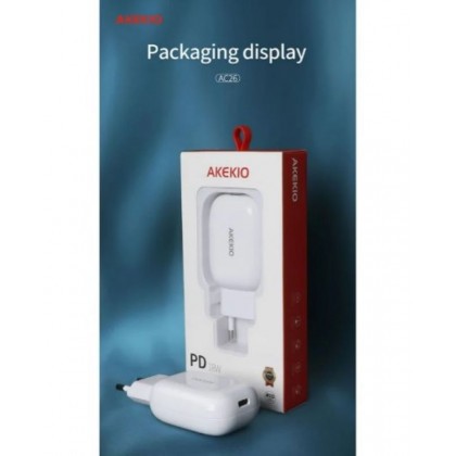 عظمة شاحن AKEKIO بقوة 18 واط PD شحن سريع ، USB -C - موديل AC26