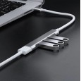 موزع 4USB HUB 3.0 أربع منافذ من النوع YESIDO عالي السرعة للكمبيوتر المحمول والجوال والتلفاز - لون رمادي