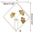 جدارية تعليق معدنية بتصميم مزهرية وورد على شكل رباعي لون ذهبي