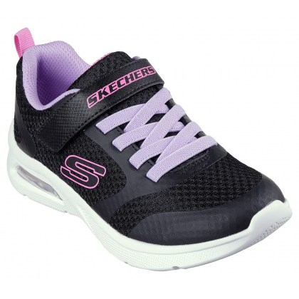 Skechers Girls' Microspec Max - Racer Gal Shoes - حذاء سكيتشرز ميكروسبيس ماكس للأطفال البنات لون أسود ونعل أبيض