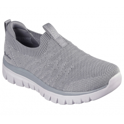 Skechers Women's Active Graceful - Good Vibe Shoes - حذاء سكيتشرز أكتيف جريسفول- جود فايب للنساء لون رمادي ونعل أبيض