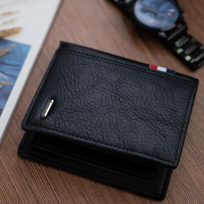 محفظة جلد للرجال لون أسود