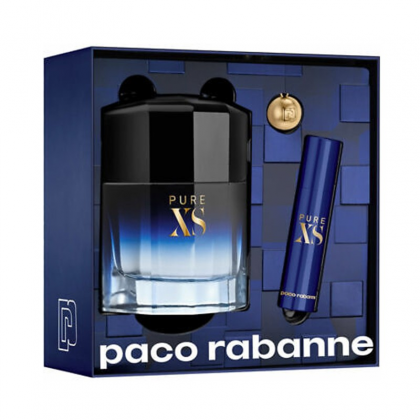 Pure XS Gift Set By Paco Rabanne For Men - طقم بيور اكس اس للرجال من باكو رابان (عطر 100 مل، ميدالية، 10 مل عطر سفر)