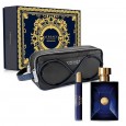 طقم عطر ديلان بلو من فيرزاتشي للرجال (3 قطع)- Versace Dylan blue Gift Set (3-Piece) ( 100ml + 10ml EDT+ Bag )