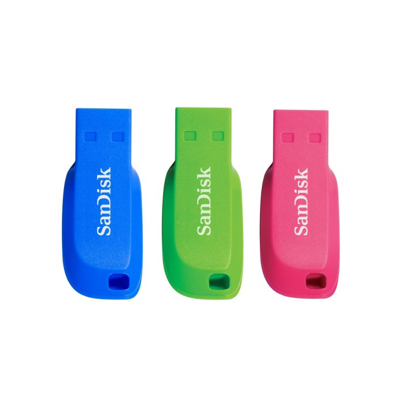 طقم فلاشات 3 قطع من سان ديسك SanDisk بثلاث ألوان سعة 16 جيجا
