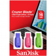 طقم فلاشات 3 قطع من سان ديسك SanDisk بثلاث ألوان سعة 16 جيجا