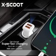 شاحن سيارة سريع مع كيبل مايكرو ومنفذين USB - بقوة 2.4 أمبير - ماركة X-Scoot