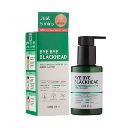 منظف رغوي للتخلص من الرؤوس السوداء من سوم باي مي حجم 120 غم -Bye Bye Blackhead 30 Days Miracle Green Tea Tox Bubble Cleanser By Some By Mi 120g