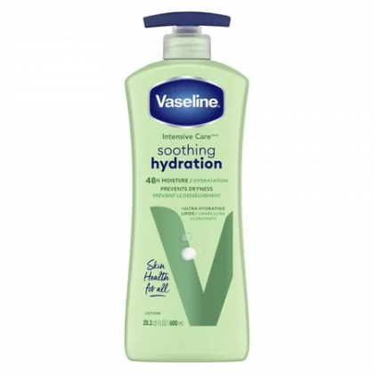 لوشن للنساء سريع الامتصاص من فازلين حجم 600 مل -Intensive Care Body Lotion Soothing Hydration By Vaseline 600 ML