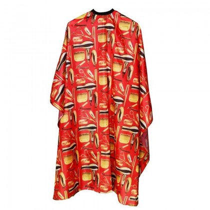 مريول حلاقة بتصميم أدوات حلاقة حجم 160×145 سم لون أحمر