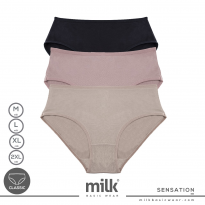 طقم داخلي (3 قطع) قطن من milk للنساء بألوان متعددة سادة