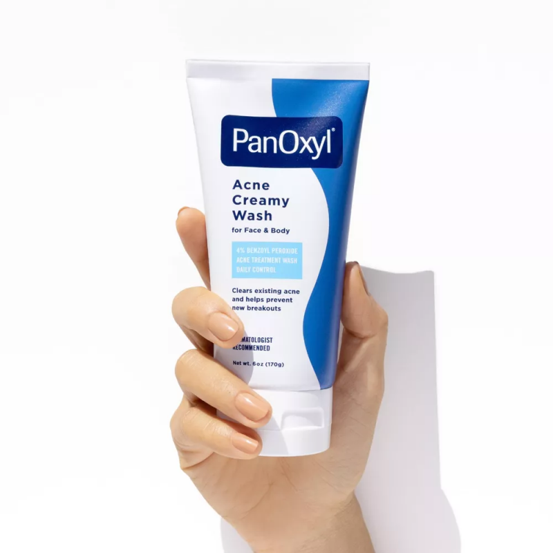 غسول كريمي لحب الشباب بنزويل بيروكسيد 4٪ من بانوكسيل حجم 170 غم -PanOxyl Acne Creamy Wash Daily Control Face & Body 4% Benzoyl Peroxide All Sk By PanOxyl 170g