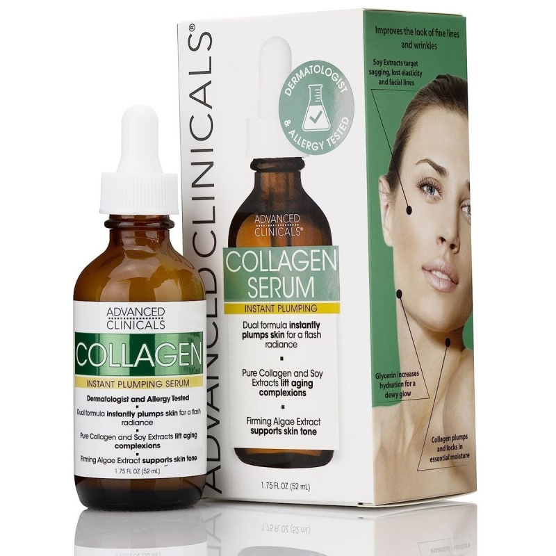سيروم سريري كولاجين متقدم تركيبة مزدوجة لنفخ البشرة على الفور Collagen Instant Plumping Serum for Fine Lines and Wrinkles By Advanced Clinicals 52ML