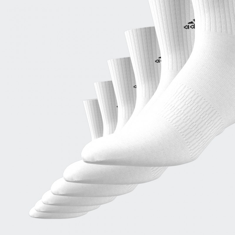 adidas Unisex' Cushioned Sportswear Crew (6 Pairs) Socks - جوارب اديداس كوشيند كرو (6 أزواج) للجنسين لون أبيض