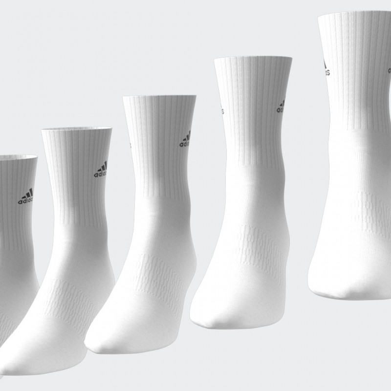 adidas Unisex' Cushioned Sportswear Crew (6 Pairs) Socks - جوارب اديداس كوشيند كرو (6 أزواج) للجنسين لون أبيض