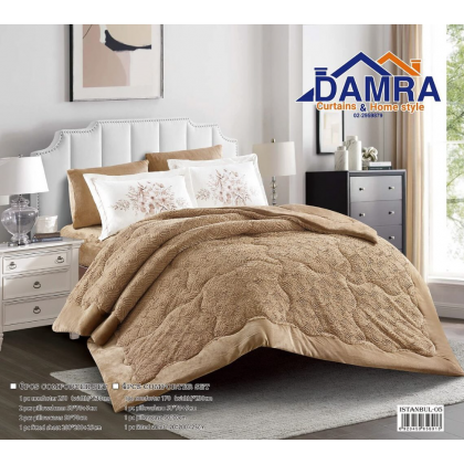 طقم لحاف شتوي (6 قطع) بالحجم المجوز موديل اسطنبول ISTSANBUL-05 لون بيج