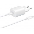 شاحن سامسونج 25 واط منفذ تايب سي مع كابل طول 1.8 متر لون أبيض- Samsung Super Fast Charger 25W White