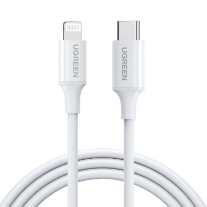 كابل شاحن من جي جرين طول 1 متر لون أبيض- UGREEN MFi USB-C to Lightning Charging Cable
