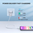 كابل شاحن من جي جرين طول 1 متر لون أبيض- UGREEN MFi USB-C to Lightning Charging Cable