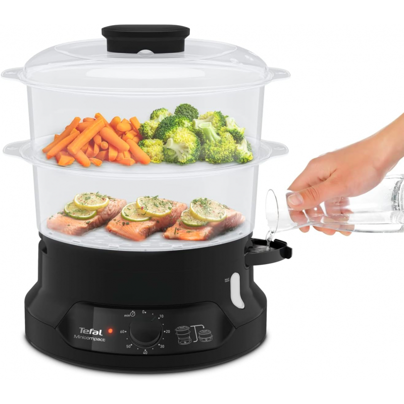 طباخ بخار ميني كومباكت من تيفال، سعة 800 واط - Tefal Minicompact Steamer (BPA Free) VC1398