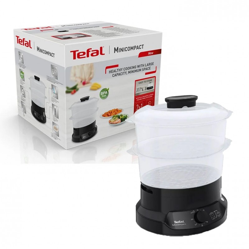 طباخ بخار ميني كومباكت من تيفال، سعة 800 واط - Tefal Minicompact Steamer (BPA Free) VC1398