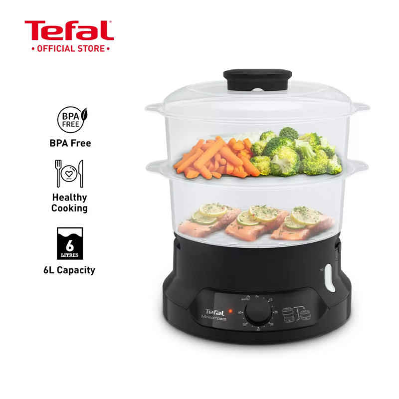 طباخ بخار ميني كومباكت من تيفال، سعة 800 واط - Tefal Minicompact Steamer (BPA Free) VC1398