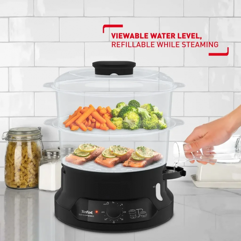 طباخ بخار ميني كومباكت من تيفال، سعة 800 واط - Tefal Minicompact Steamer (BPA Free) VC1398