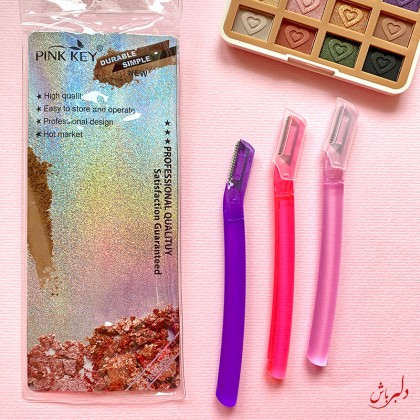 طقم شفرات حلاقة للوجه للنساء عدد 3 بألوان متعددة - ماركة Pink Key