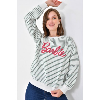 بلوزة خريفية مخططة لون أخضر