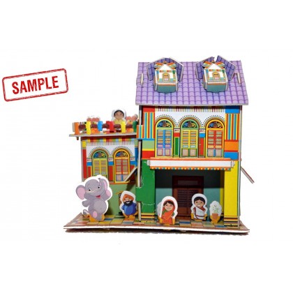 لعبة أحجية كرتون ثلاثية الأبعاد من JB DIY Toy من 4 طبقات بتصميم Residential Buildings