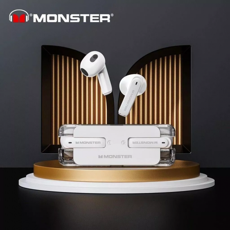 سماعات رأس لاسلكية TWS باللون الأبيض MONSTER XKT08