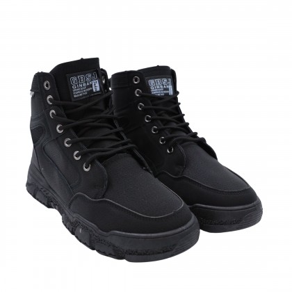 حذاء فاشن جلد ساق طويل للرجال لون أسود