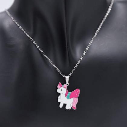 سلسال فضي للأطفال بتصميم وحيد القرن Unicorn