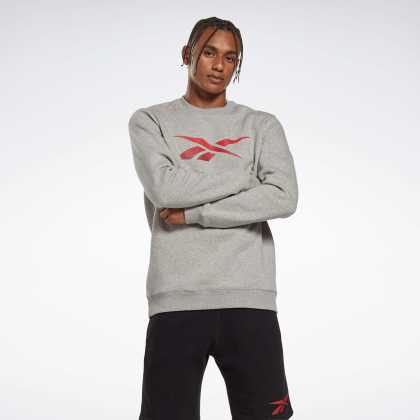 Reebok Men's Identity Fleece Crew Sweatshirt- Grey
