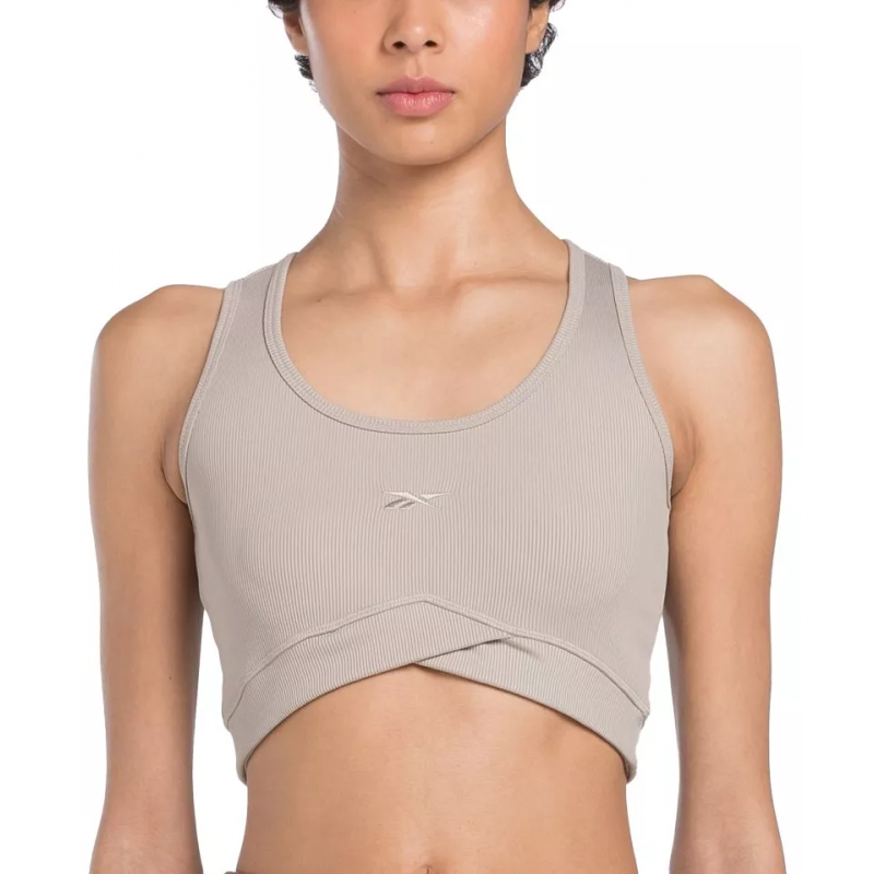 Reebok Womens' Studio Rib Crop Ash Bra