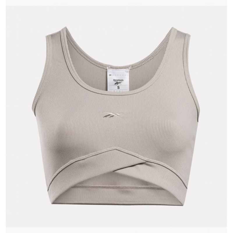 Reebok Womens' Studio Rib Crop Ash Bra