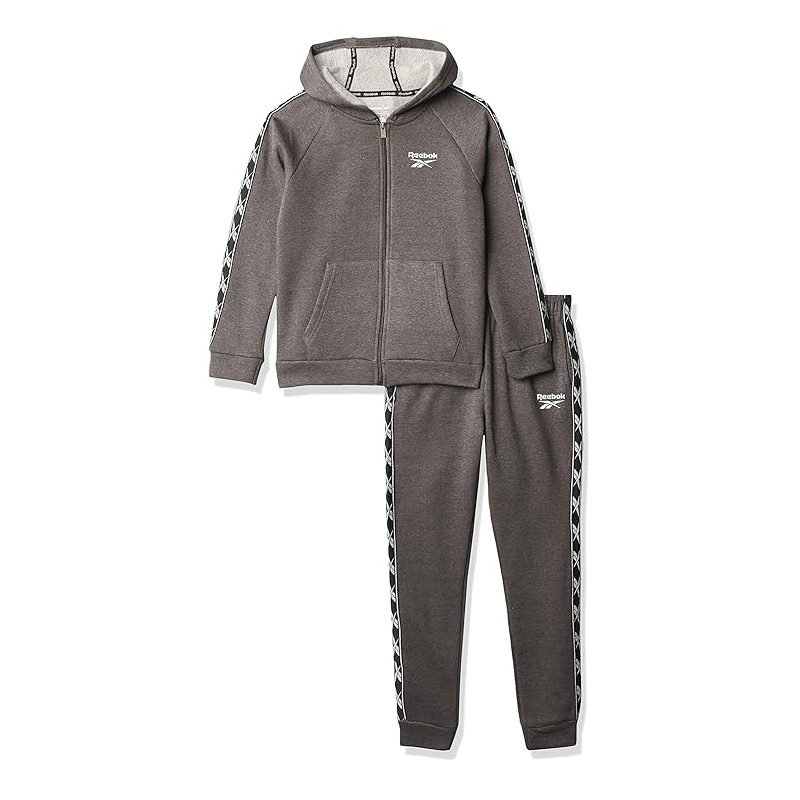 Reebok Kids' Big Intl 2Pc Fleece Set- Grey- طقم رياضي ريبوك للأطفال لون رمادي