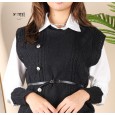فيست صوف مع قميص وقشاط للنساء لون أسود من Sami Boutique