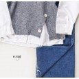 فيست صوف لون سكني مع قميص أبيض للنساء من Sami Boutique