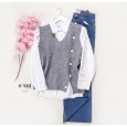 فيست صوف لون سكني مع قميص أبيض للنساء من Sami Boutique