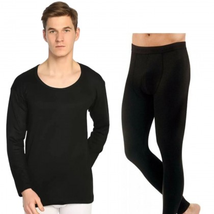 طقم داخلي بجالي (قطعتين بلوزه كم وبنطلون) للرجال لون أسود