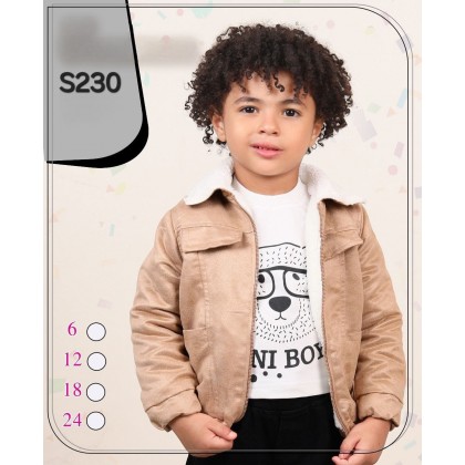 طقم للأطفال شتوي 3 قطع لون عسلي (جاكيت ، بلوزة ، بنطال )